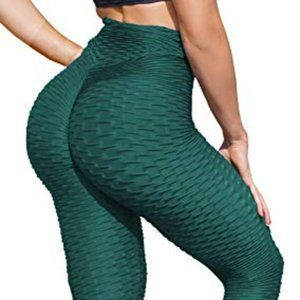 Dark Green butt lift textured leggings